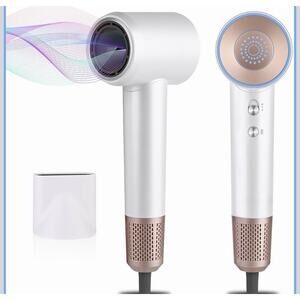 High-Speed Ionic Hair Dryer 150,000 RPM Professional Fast Drying (White)